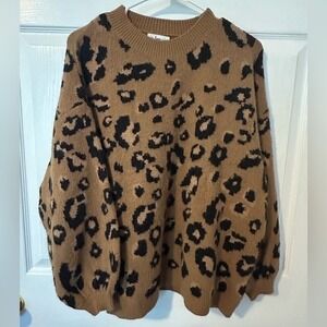 In Loom Leopard Print Oversized Crew Neck Sweater – Bold & Cozy